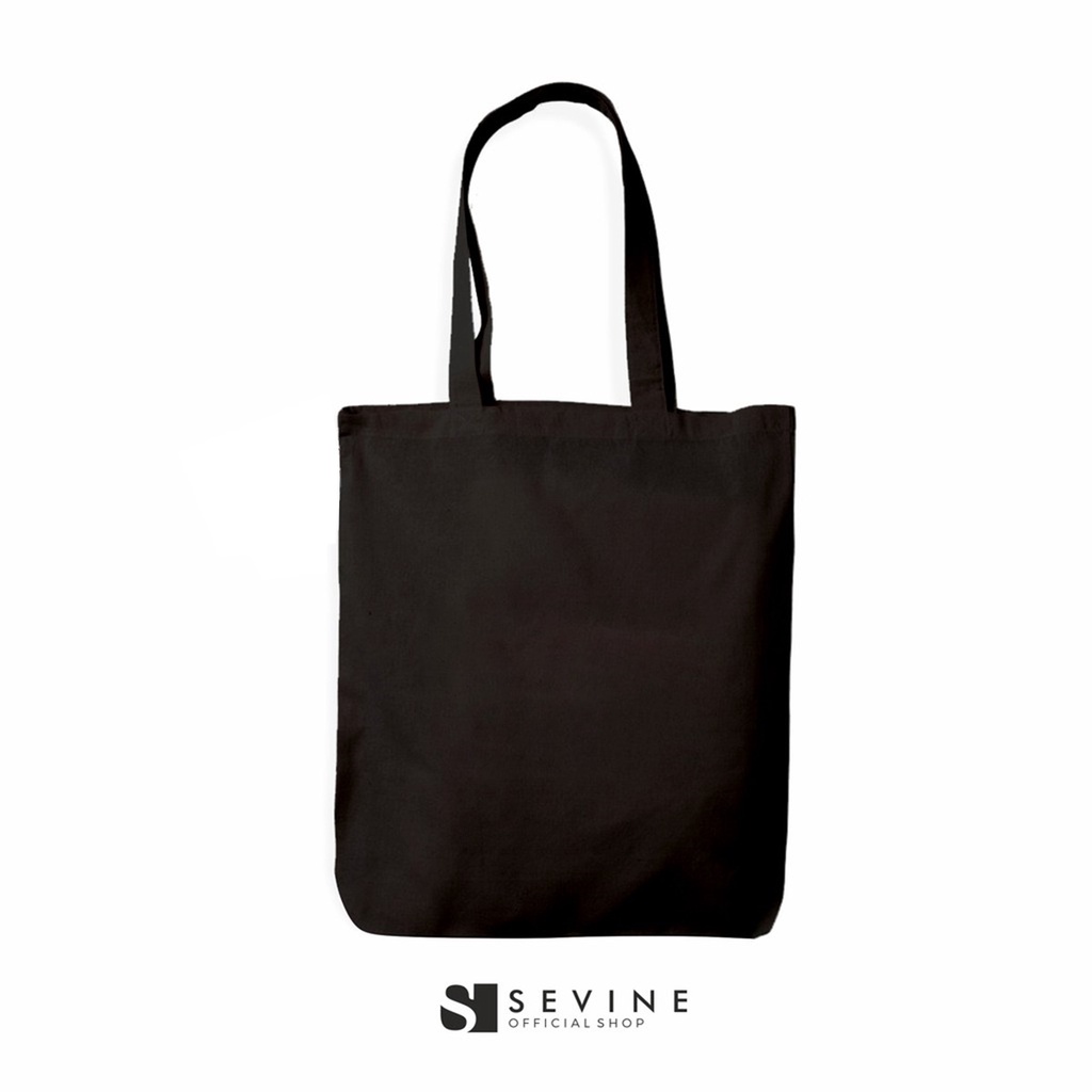 Sevine Totebag Sablon Tas Fashion Wanita Tote Bag Resleting - Drill Hitam Polos