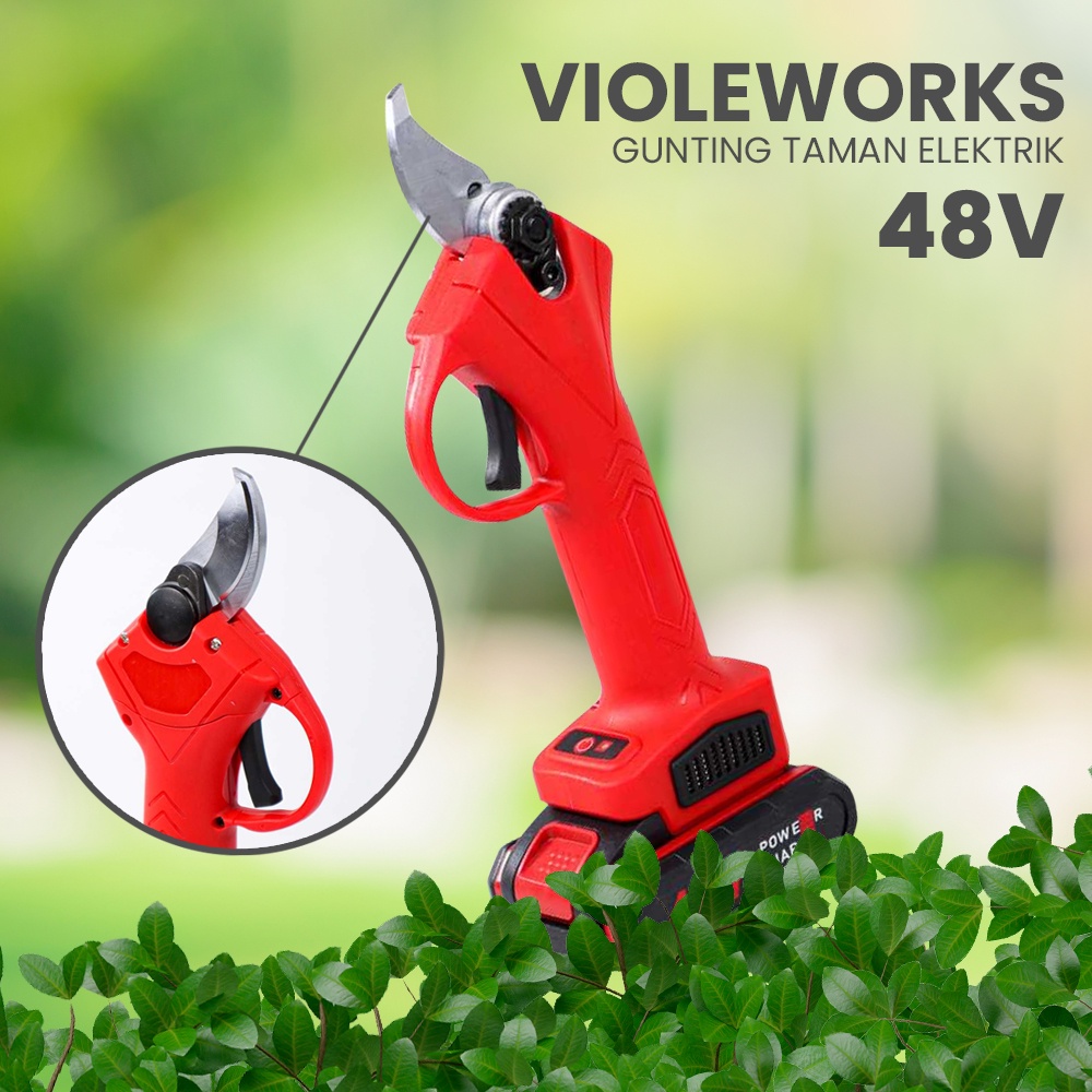 Gunting Taman Electric Pruning Shear Scissors Cordless 48V - VIO48 - Red