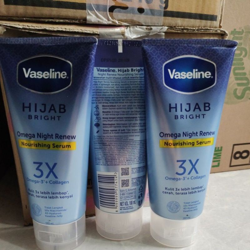 vaseline hijab bright omega night renew 180ml