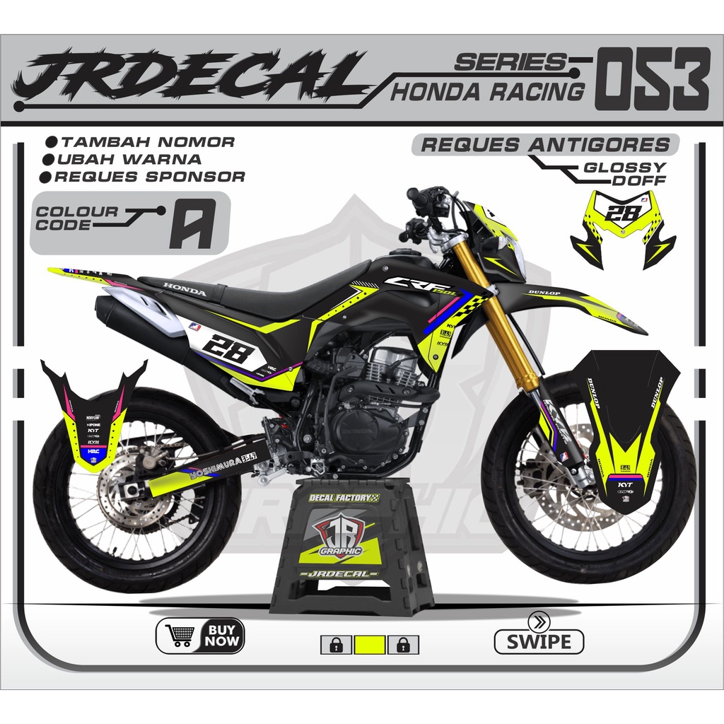 (BISA COD) DECAL STIKER CRF HITAM KEREN TERBARU - STIKER CRF SUPERMOTO - DECAL CRF 150L SUPERMOTO HI