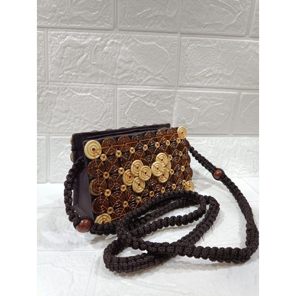 Tas batok kelapa/Tas tempurung kelapa/ Tas wanita selempang/ Tas aesthetic/ tas ob mini selempang