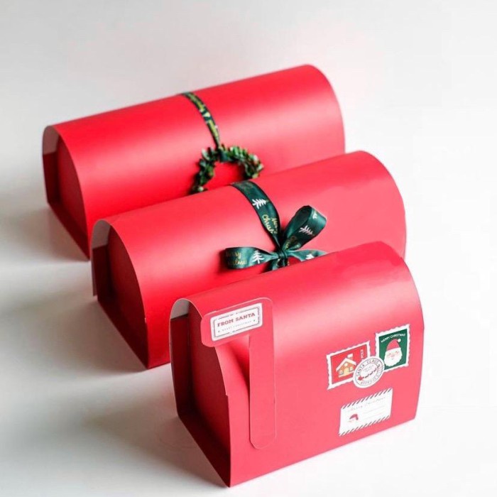 

.........] Christmas Mailbox Shape Cake Box - Kotak Kue Hampers Natal Premium -5pcs