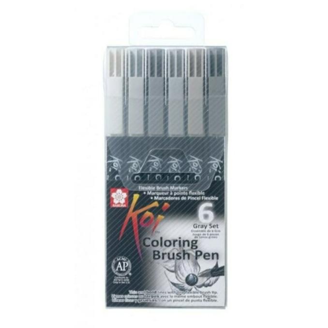 

Sakura Koi Coloring Brush Pen Set 6 Gray Tones