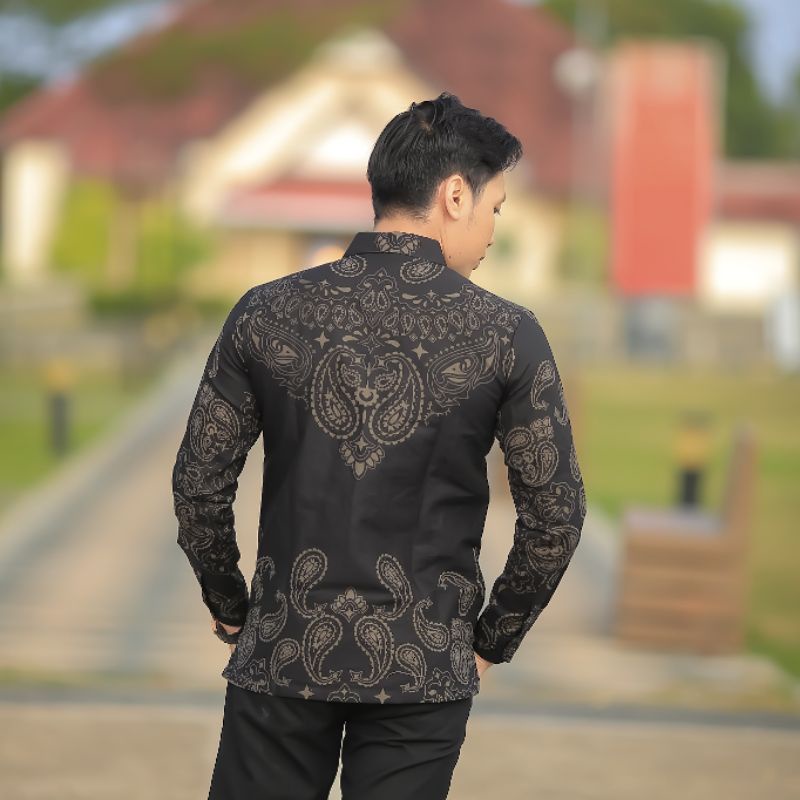 BATIK BOLO DEWO Motif Lanang Prakasa Hem Atasan Kemeja Baju Batik Pria Lengan Panjang