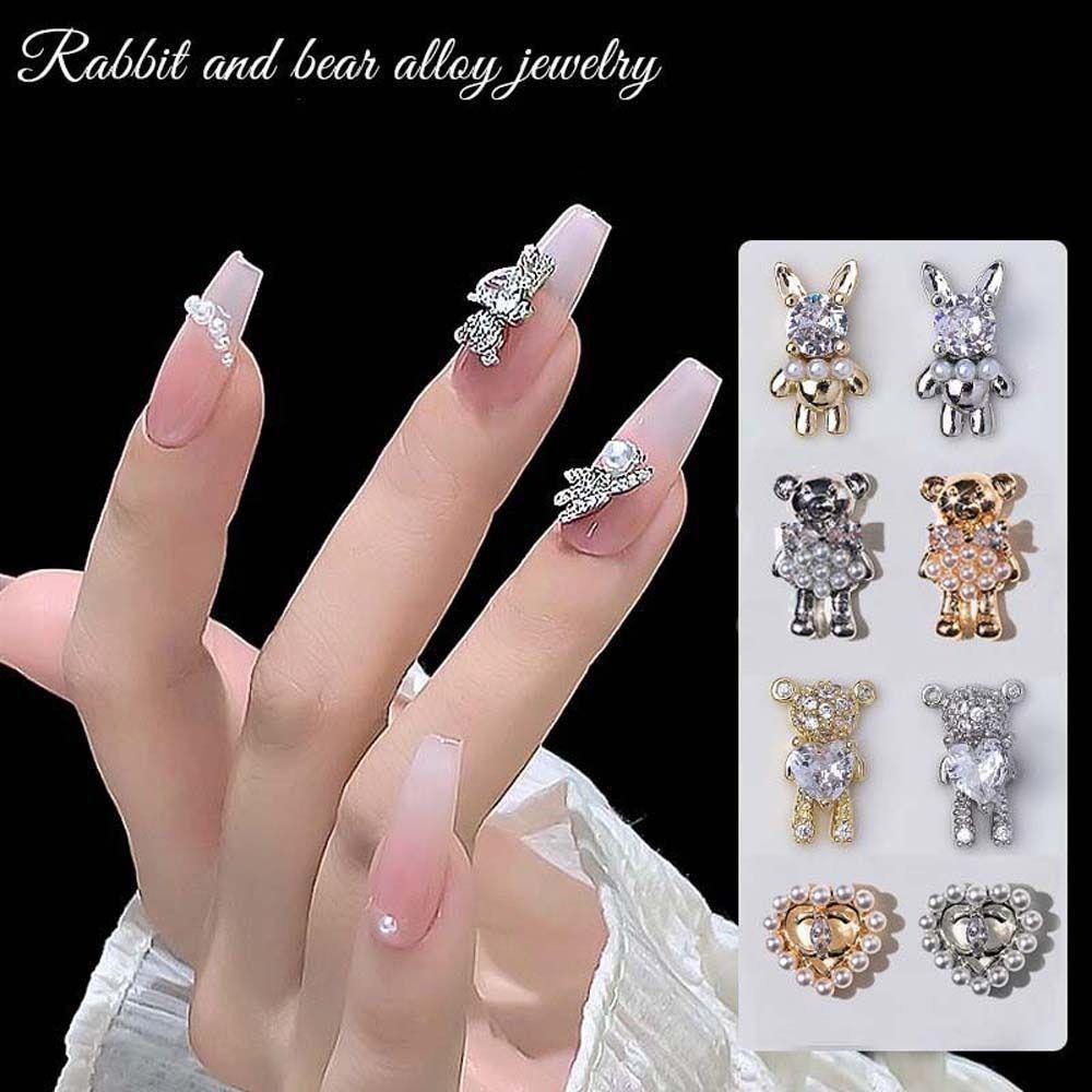 Mxbeauty Kartun Hiasan Kuku Fashion Nail Art Perhiasan Zirkon Hati Pesona Kuku Manikur Aksesoris