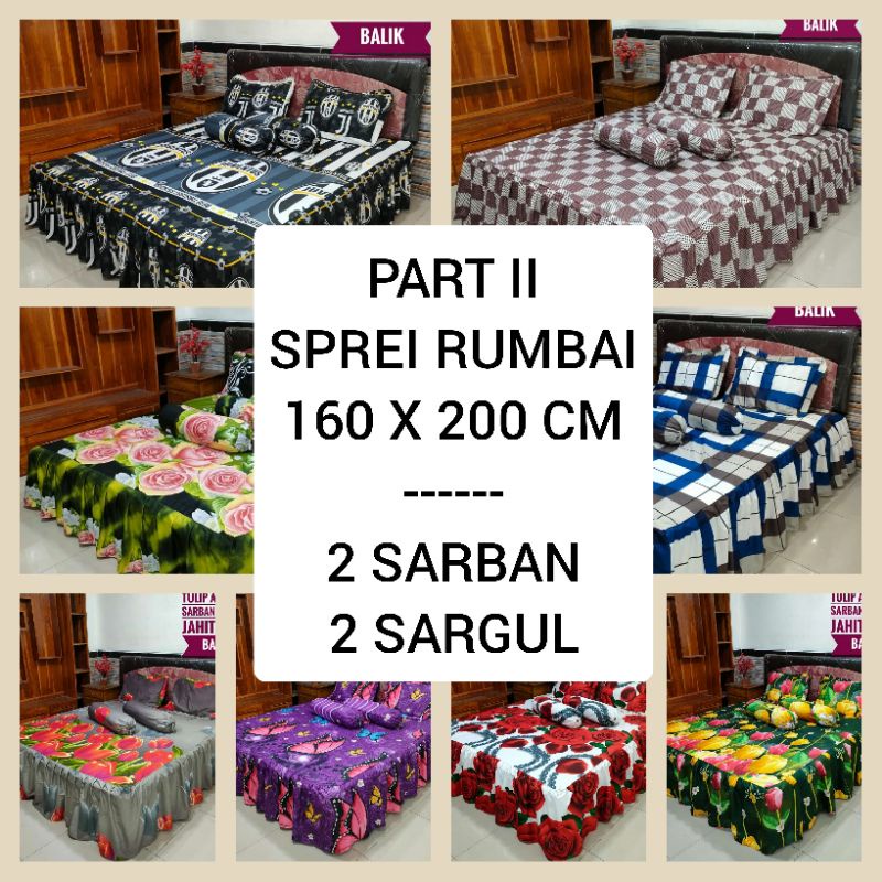 SPREI RUMBAI 160X200 CM SEPRAI HOMEMADE UKURAN NO 2 SEPREI QUEEN MOTIF KARAKTER ANAK BATIK BUNGA KAR