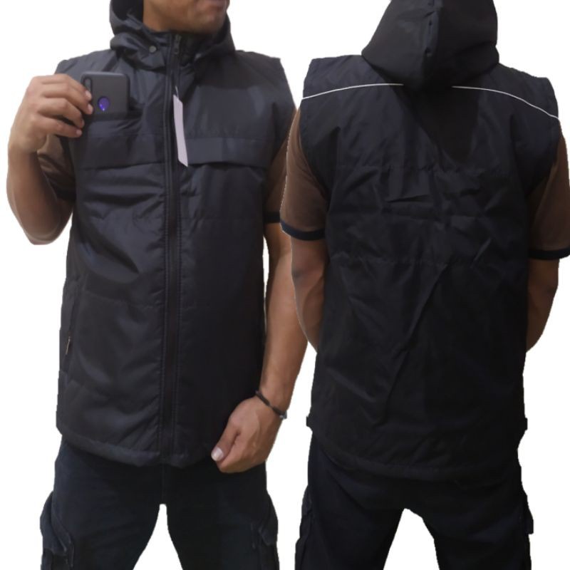 Jaket Rompi Parasut Polos Daleman Puring Dakron Style Saku Pake Resleting / Jaket Pria Wanita