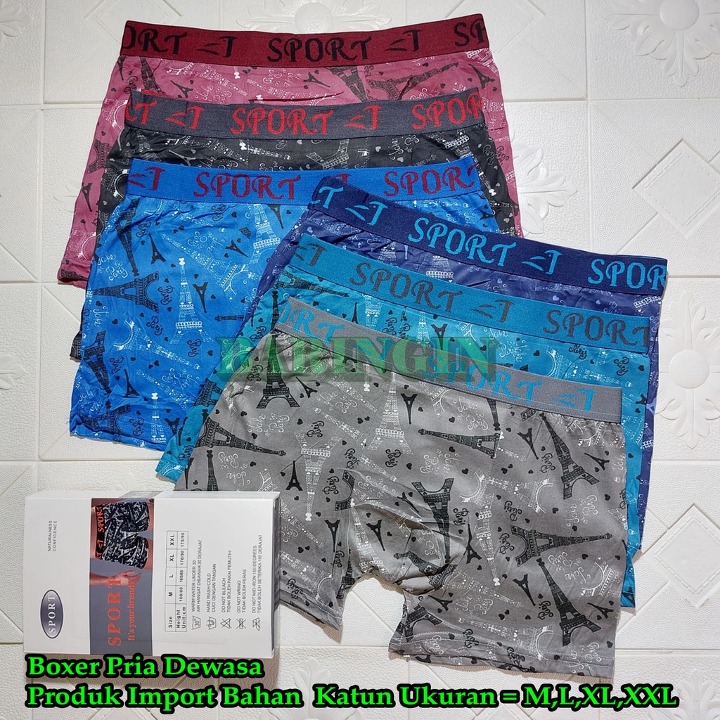 Isi 3 Pcs -Boxer Pria Dewasa-Celana Dalam Pria Bentuk Boxer Bahan catton Ukuran M-XXL