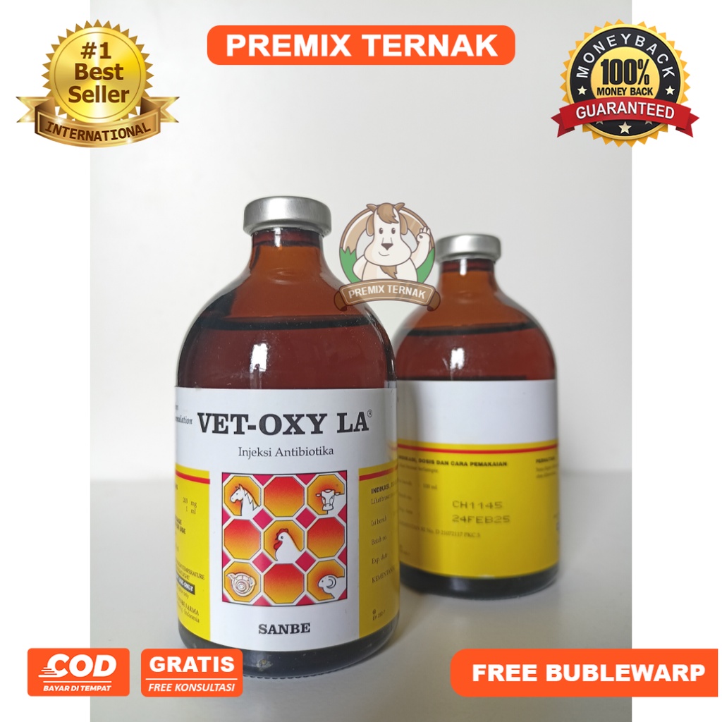 VET OXY LA 50 ml &amp; VET OXY LA 100 ml - Antibiotik Long Acting Sanbe - Vetoxy Obat Anti Infeksi Bakteri Hewan Long Acting Bekerja Lama