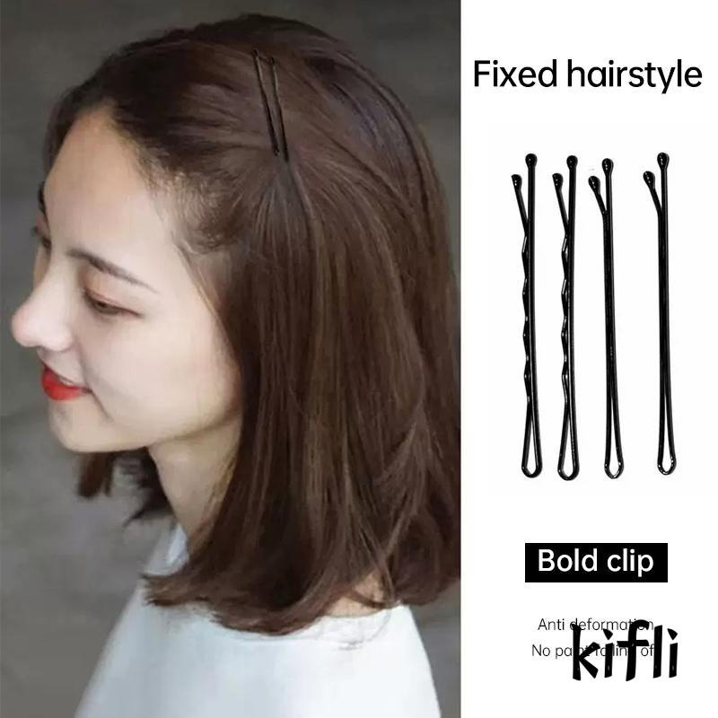 【kifli】Jepit Rambut Bobby Pins Bentuk Gelombang Datar Warna Hitam Untuk Anak Perempuan