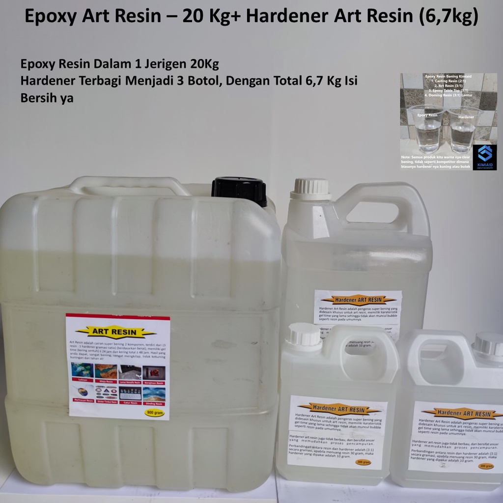 Epoxy Art Resin 20Kg Hardener 6,7 Kg Art Resin Epoxy Resin Bening Art