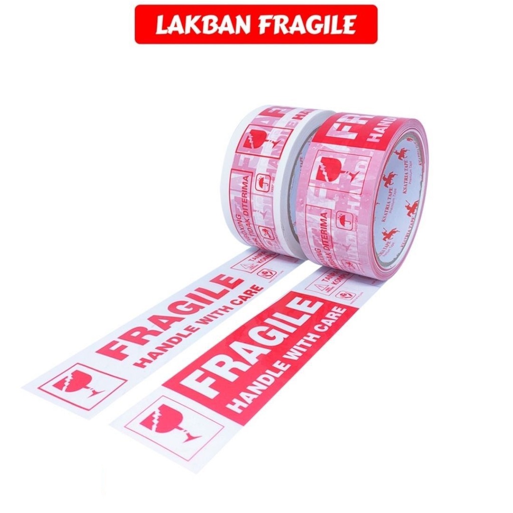 (6 PCS) LAKBAN FRAGILE MERAH UNBOXING / LAKBAN FRAGILE