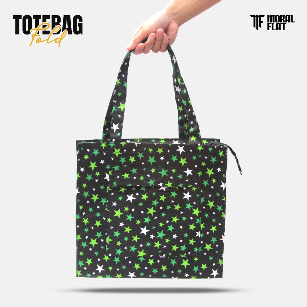 Moral Flat Official-Totebag Canvas-Galaxy Star-Green Black
