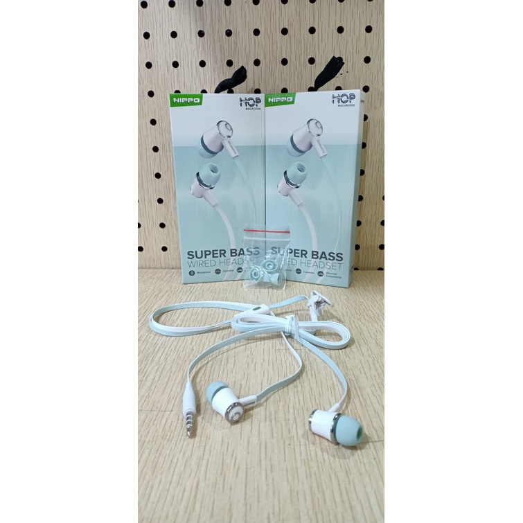 Headset HIPPO HOP Macaroon Handsfree Earphone Jack 3.5mm SATUAN-ECER