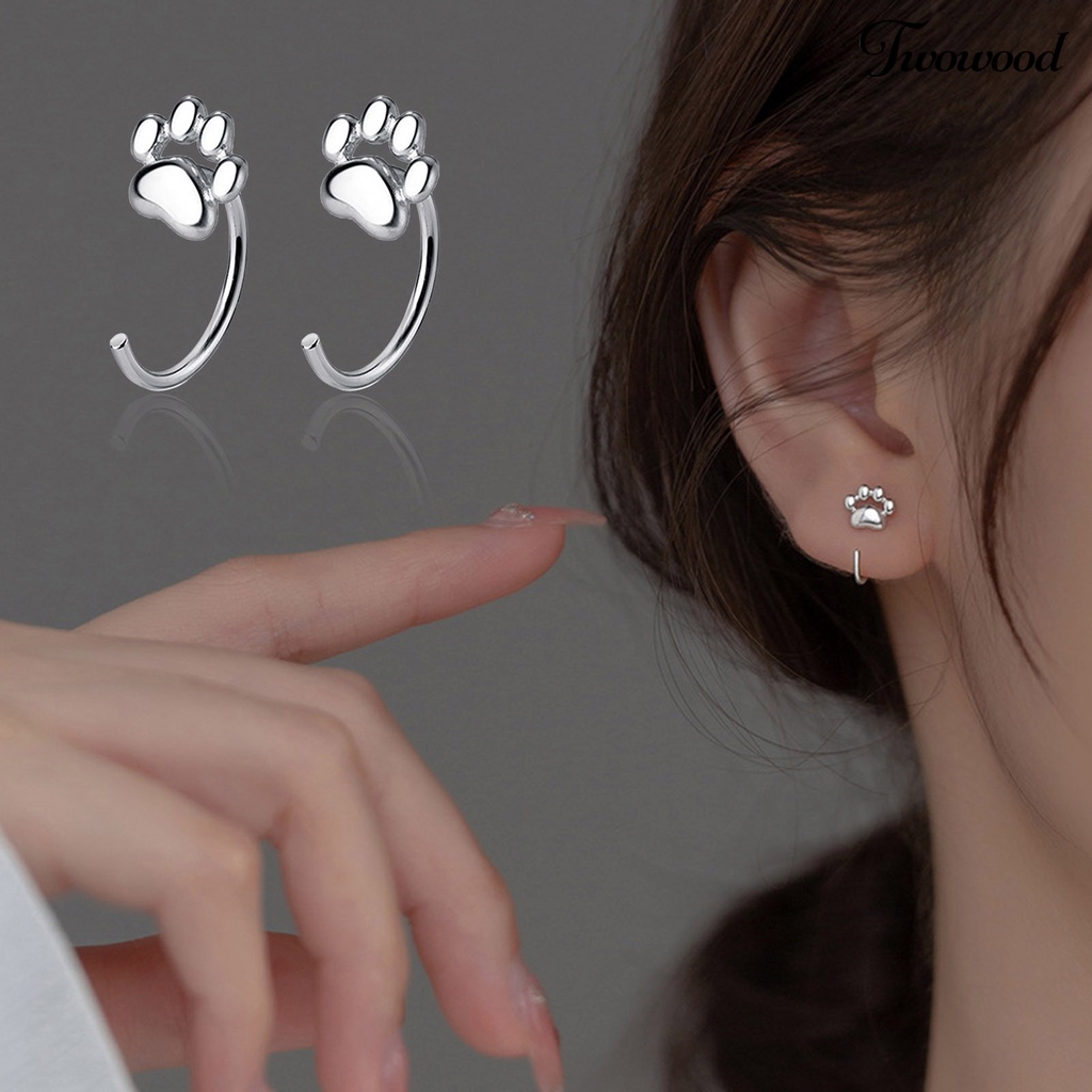 1 Pasang Anting Stud Hypoallergenic Lapis Silver Model Setengah Lingkaran Untuk Wanita