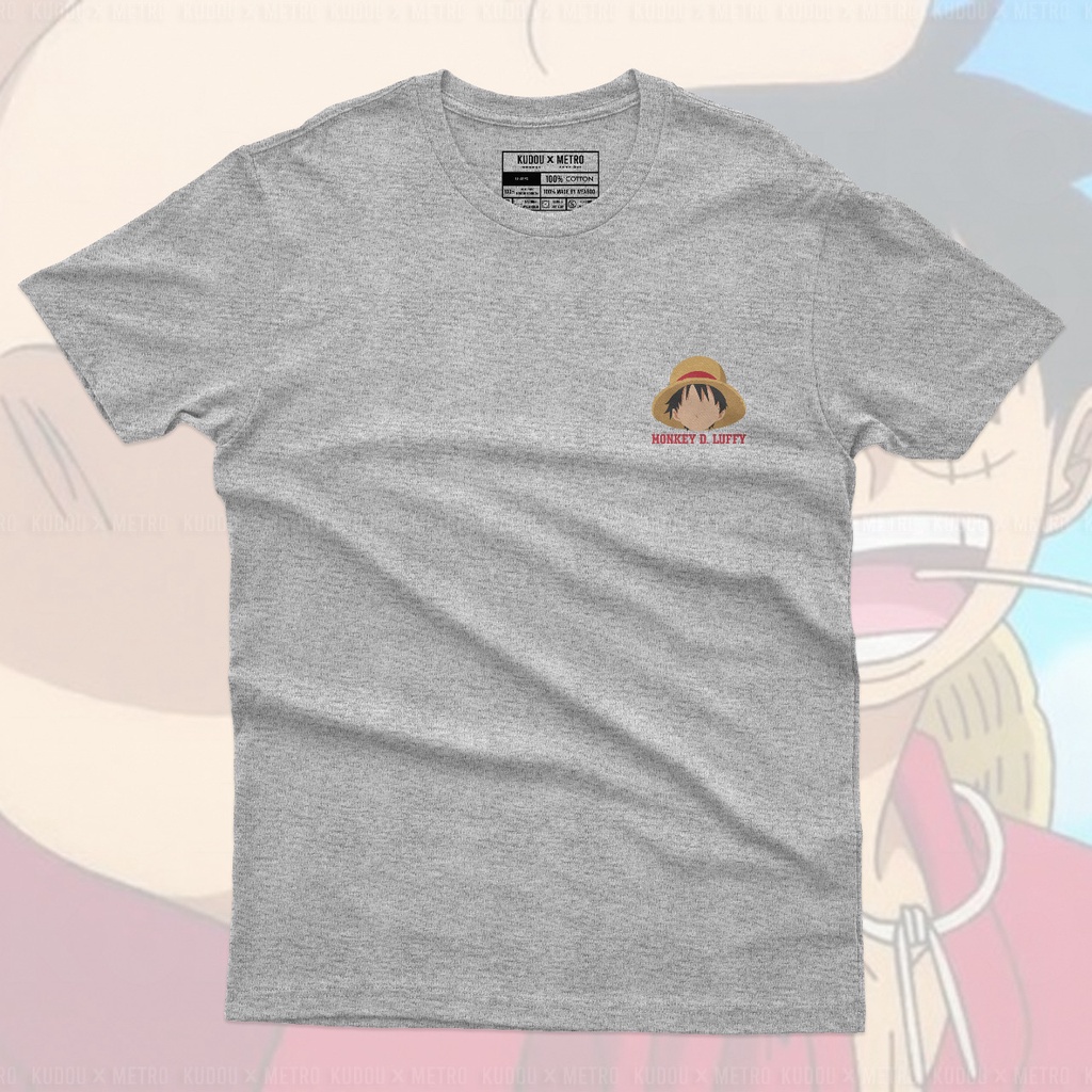 Tshirt Luffy Head Portrait Grey Anime Manga One Piece Premium Unisex