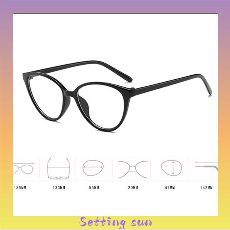 kacamata Korea Wanita Kacamata Anti Radiasi Retro Wanita Fashion Cat Eye Eyeglasses Versatile Optical Glasses UV400 Bingkai TN