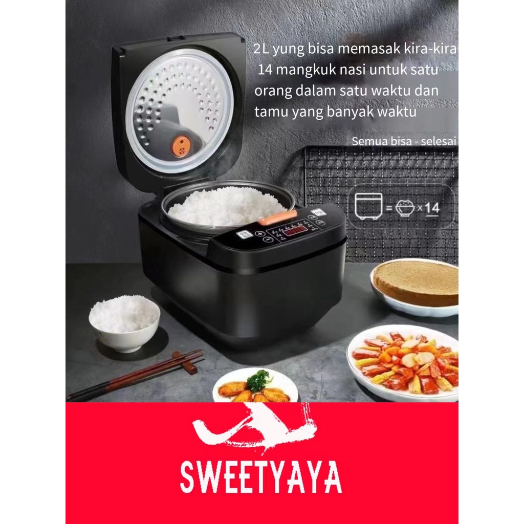 Hitam 2L Smart Multifungsi Rice Cooker Penanak Nasi Digital Lapisan