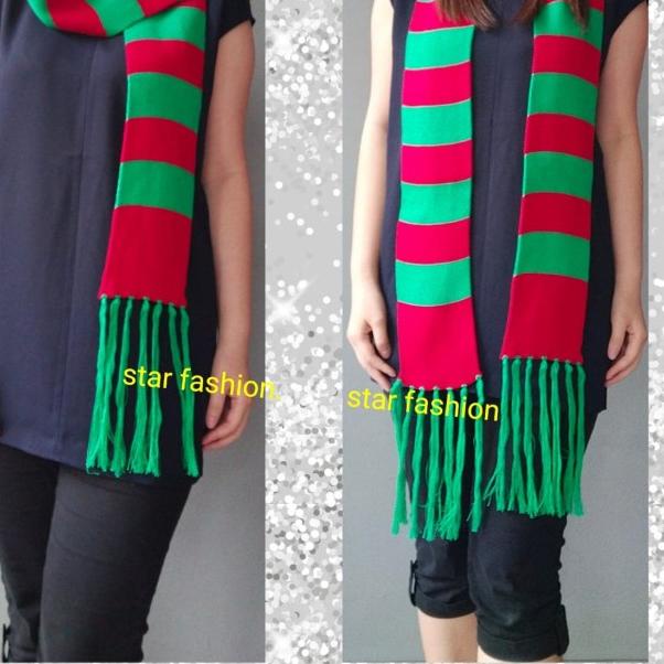 syal/syall/scraf/scarft/shawl christmas/natal stripe merah hijau