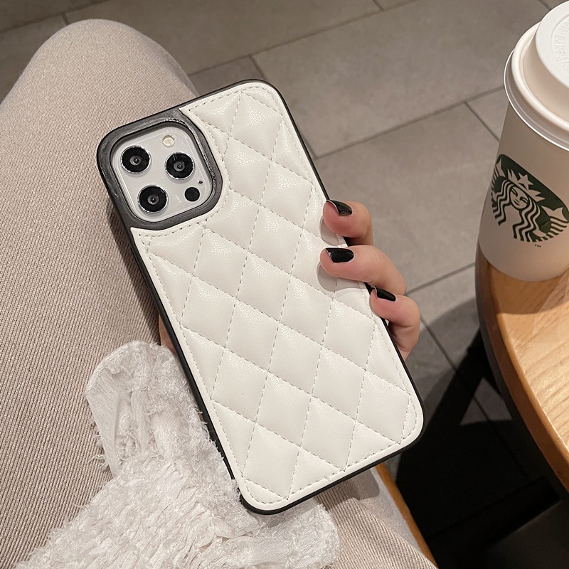 Hard Case Bahan Kulit Domba Untuk iPhone 13 12 11 Pro X XS Max XR 7 8 Plus