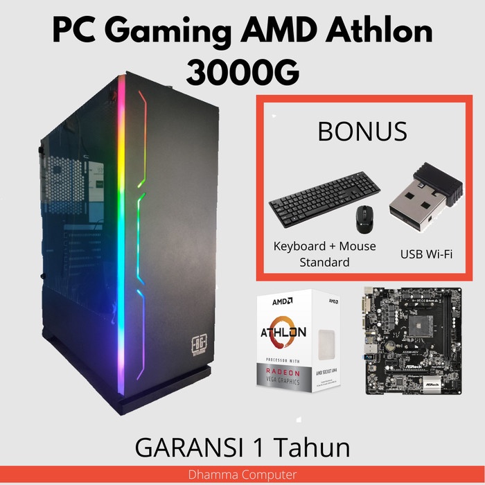 PC Gaming Paket CPU Rakitan Komputer AMD Athlon 3000G DDR4 GAMING