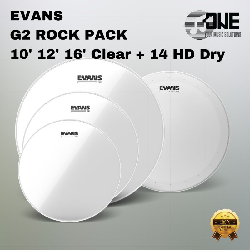 Evans G2 Clear Rock Pack Batter Head Drum Set