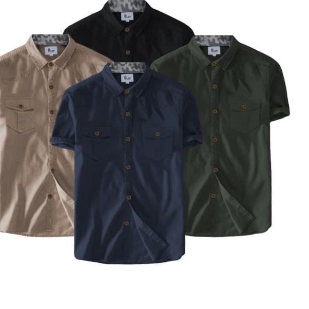 Baju Kemeja Tactical Casual Polos Lengan Pendek Fashion Pria Terbaru - Navy, S