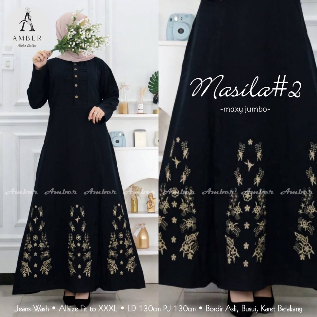 MASILA MAXY JEANS PREMIUM GAMIS JEANS JUMBO LD 130CM BUSANA MUSLIM WANITA / GAMIS BUSUI