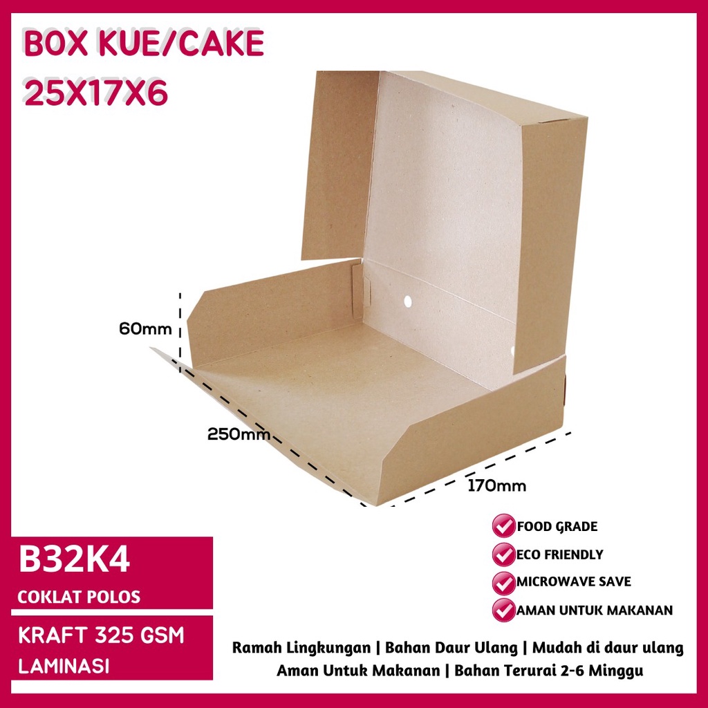 Dus Kue Dus 25x17x6 Bahan 325 Gsm (B32K4-25X17X6 Cm)