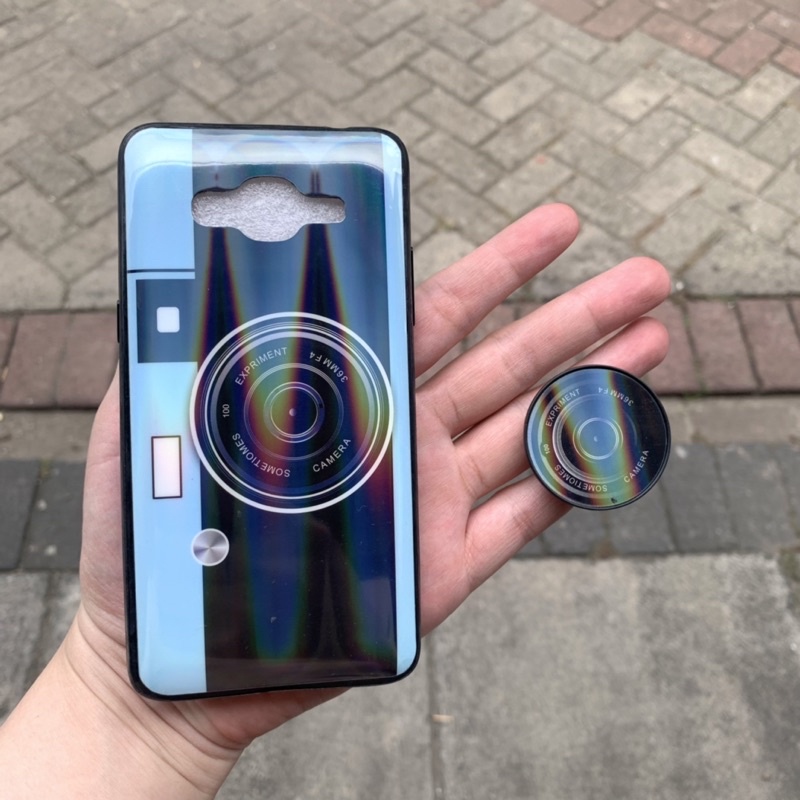 Soft Case Camera dan Popsocket samsung j2 prime / grand prime