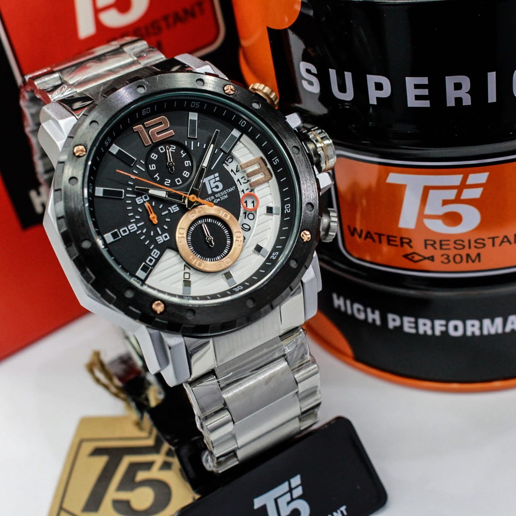 JAM TANGAN PRIA T5 H 3746G RANTAI STAINLESS STEEL/T5 H 3746G ORIGINAL WATERESISTAN/