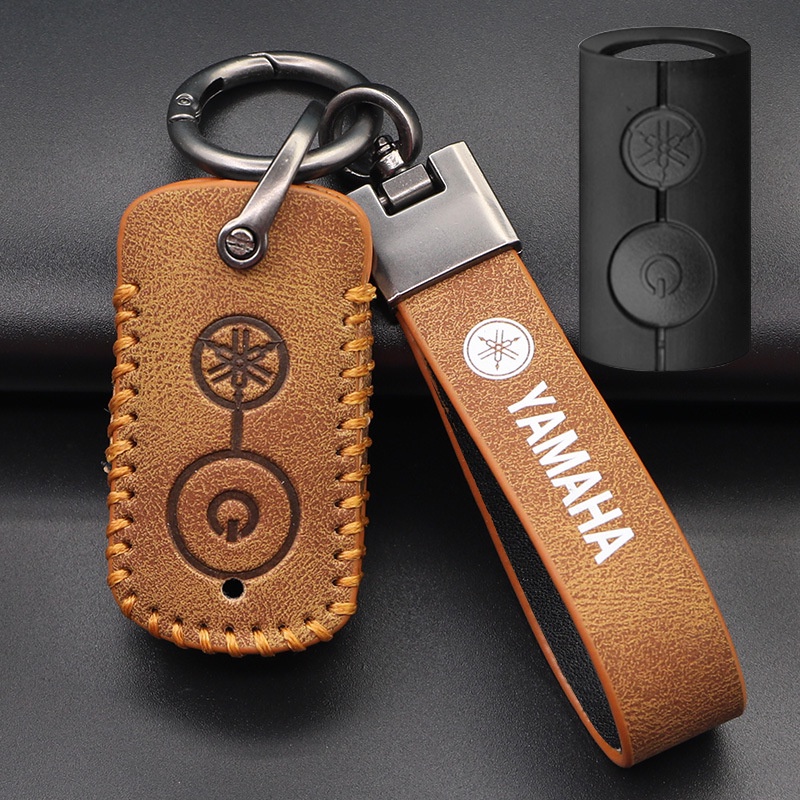Cover Case Kulit Kunci Remote Yamaha y16zr Xmax y16 Dengan Gantungan Kunci Untuk Yamaha Nmax 2020 2021 2022 Aerox S Xmax Sniper2021 2022 holder pouch accessries