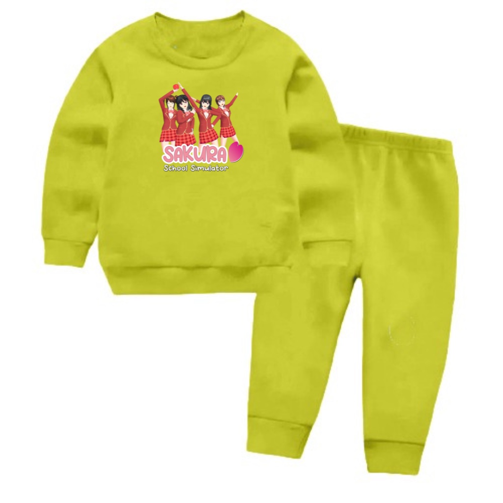 Setelan Sweater Anak SAKURA 02 Basic Oblong Size S,M,L/COD