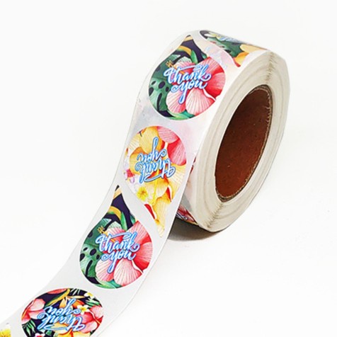 

Sticker Thank You Floral Water Drop Shape Stiker Label Motif Bunga (1 Roll isi ±500pcs)