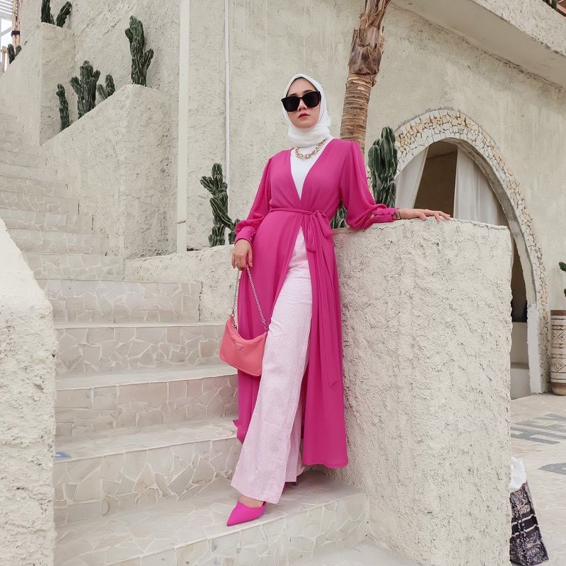 Vinsy long outer ceruty blazer cardigan ceruty