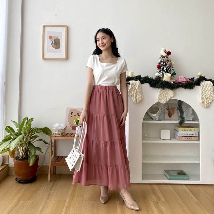 Yeji Long Skirt - Skirt Casual - Rok Panjang Wanita - Korean Skirt