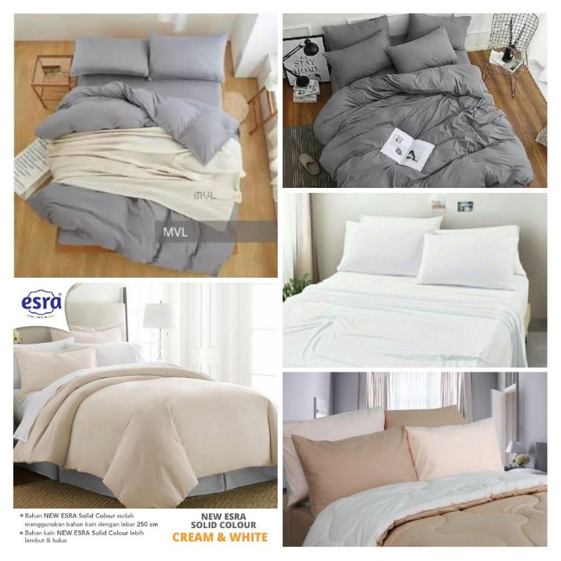 BEDCOVER SET SPREI ANTI GESER / SPREI KATUN POLOS / SPREI HOTEL / SPREI  RUMAHAN / SPREI KATUN POLOS