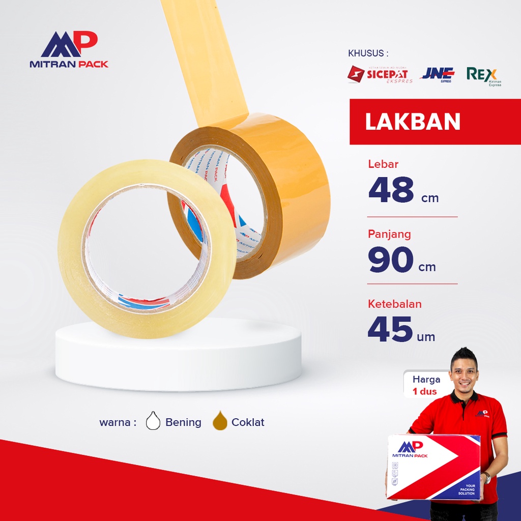 

(CG) Lakban Bening / Coklat 90meter / 100 yard FULL x 48mm Mitran Pack