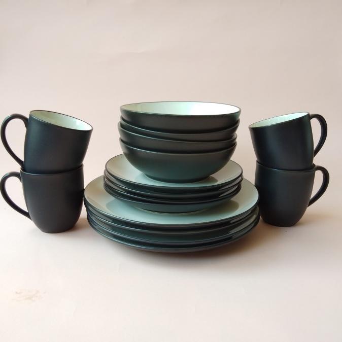 Piring Makan Keramik Dinner Set Noritake Black 16 Pcs Fellixaa