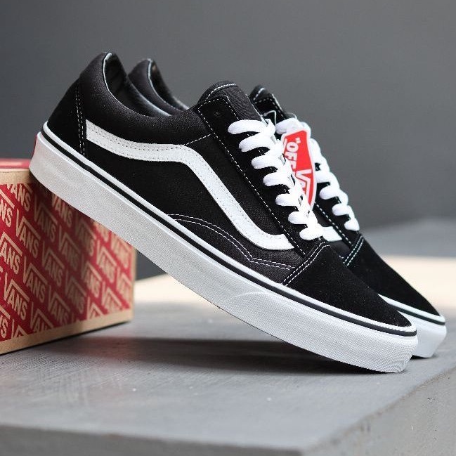 Sepatu Vans Import Vans OldSkool Black White Old Skool Premium Sneakers Sekolah
