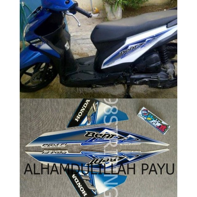 STRIPING LIS STANDAR ORI HONDA BEAT F1 FI BIRU TAHUN 2013 STIKER POLET