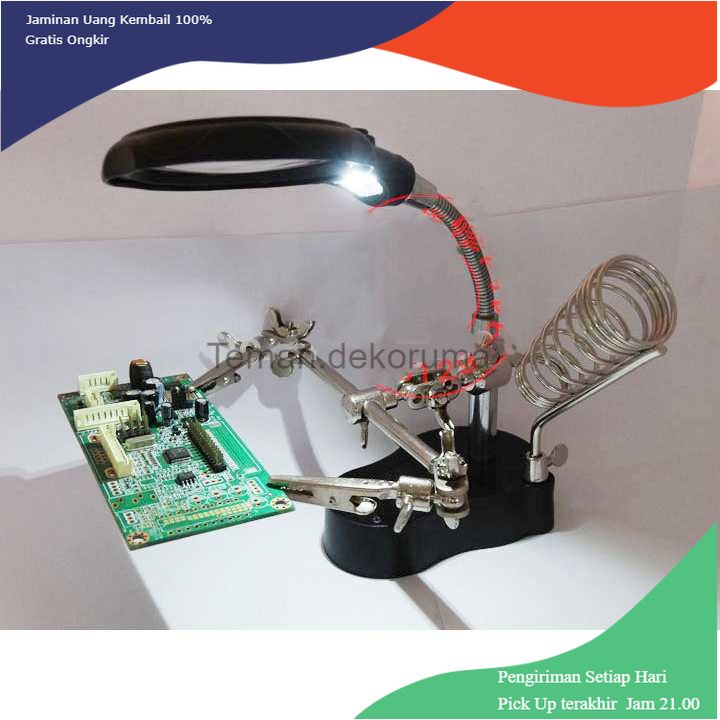 TD-PR2 Taffware Alat Pegangan Solder Helping Hand Kaca Pembesar LED - TE-801