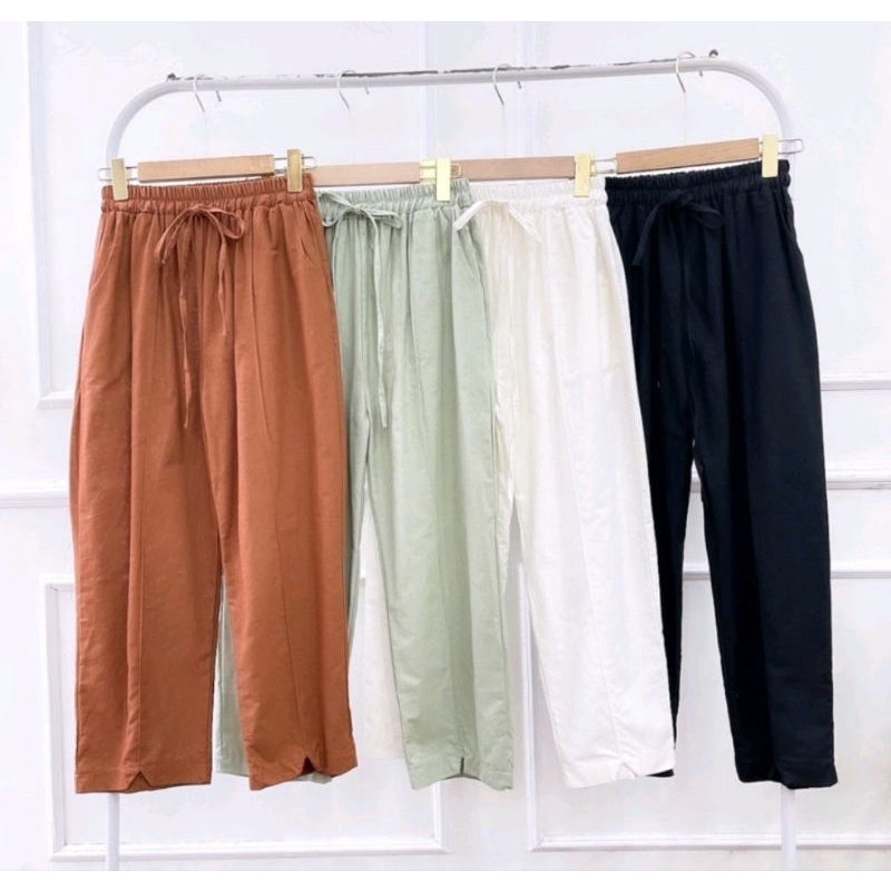 V Linen Basic Pants (by missyshop.official)