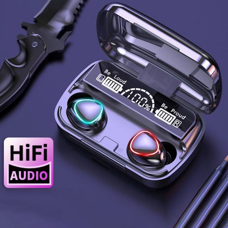 HEADSET TWS M10 HANDSFREE BLUETOOTH FULL BASS STEREO 3500MAH POWER BANK
