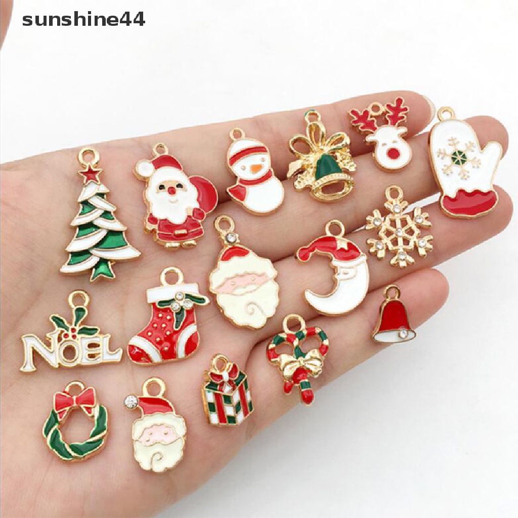 Sunshine 38Pcs / Set Liontin Enamel Motif Natal Untuk DIY Perhiasan / Gelang