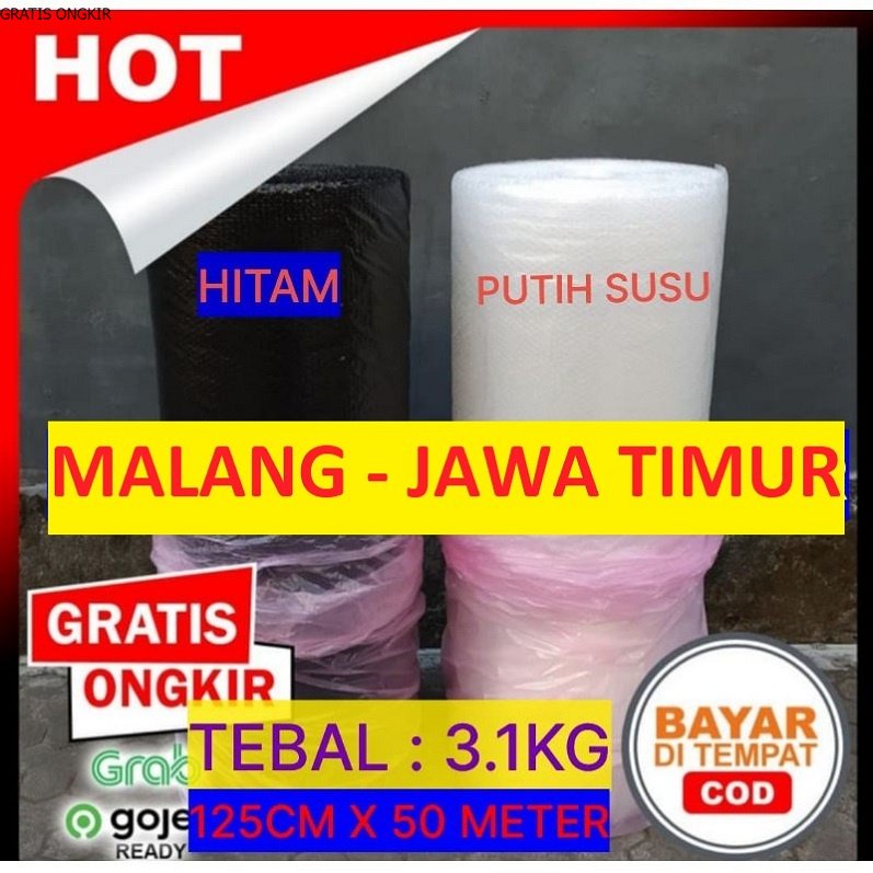 

Bubble Wrap Roll Warp Hitam Envelope amplop Meteran Gmp 125cm x 50 M / Semarang Jawa Tengah Murah