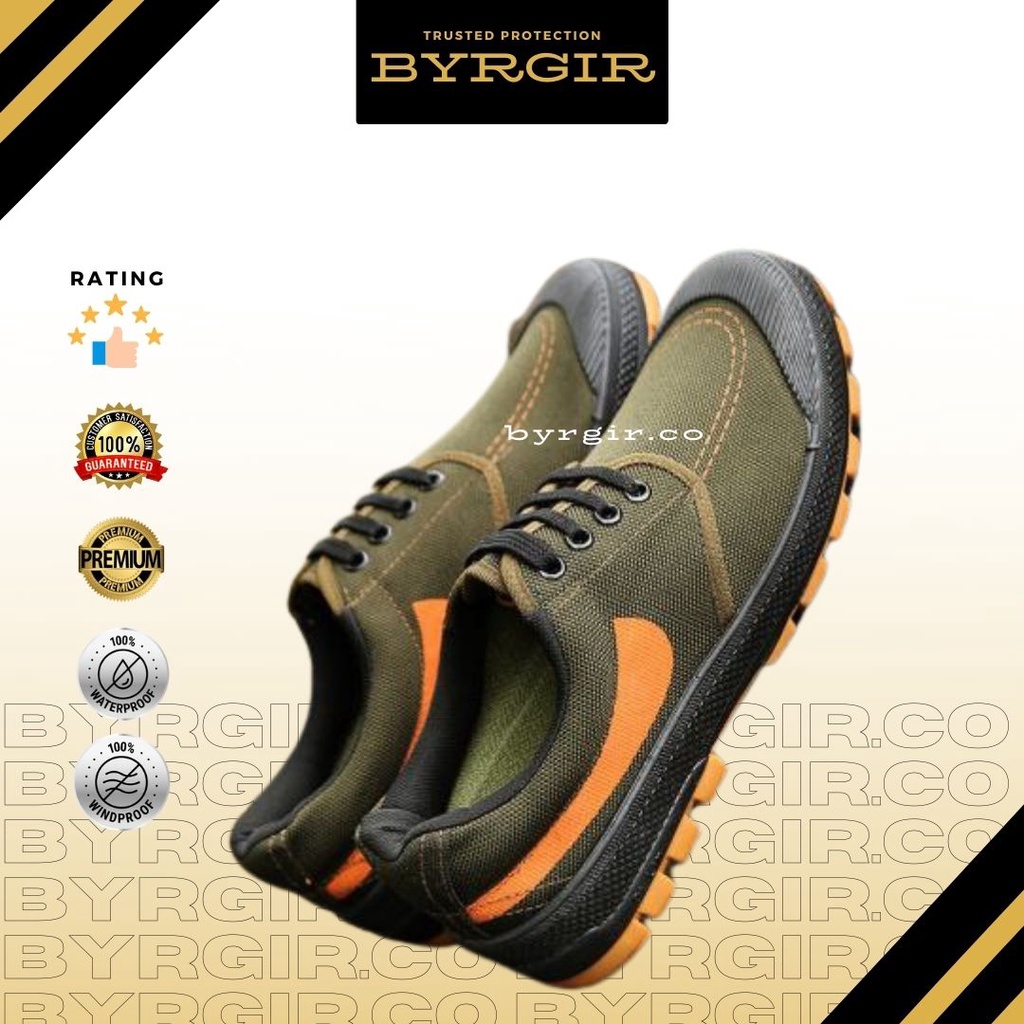 BYRGIR Sepatu Kanvas Safety Pria Sneaker Gunung Hiking Trekking Quick Dry Outdoor Import Sporturedo Stonger Terbaru Shoe Olahraga Laki Laki Original Korean