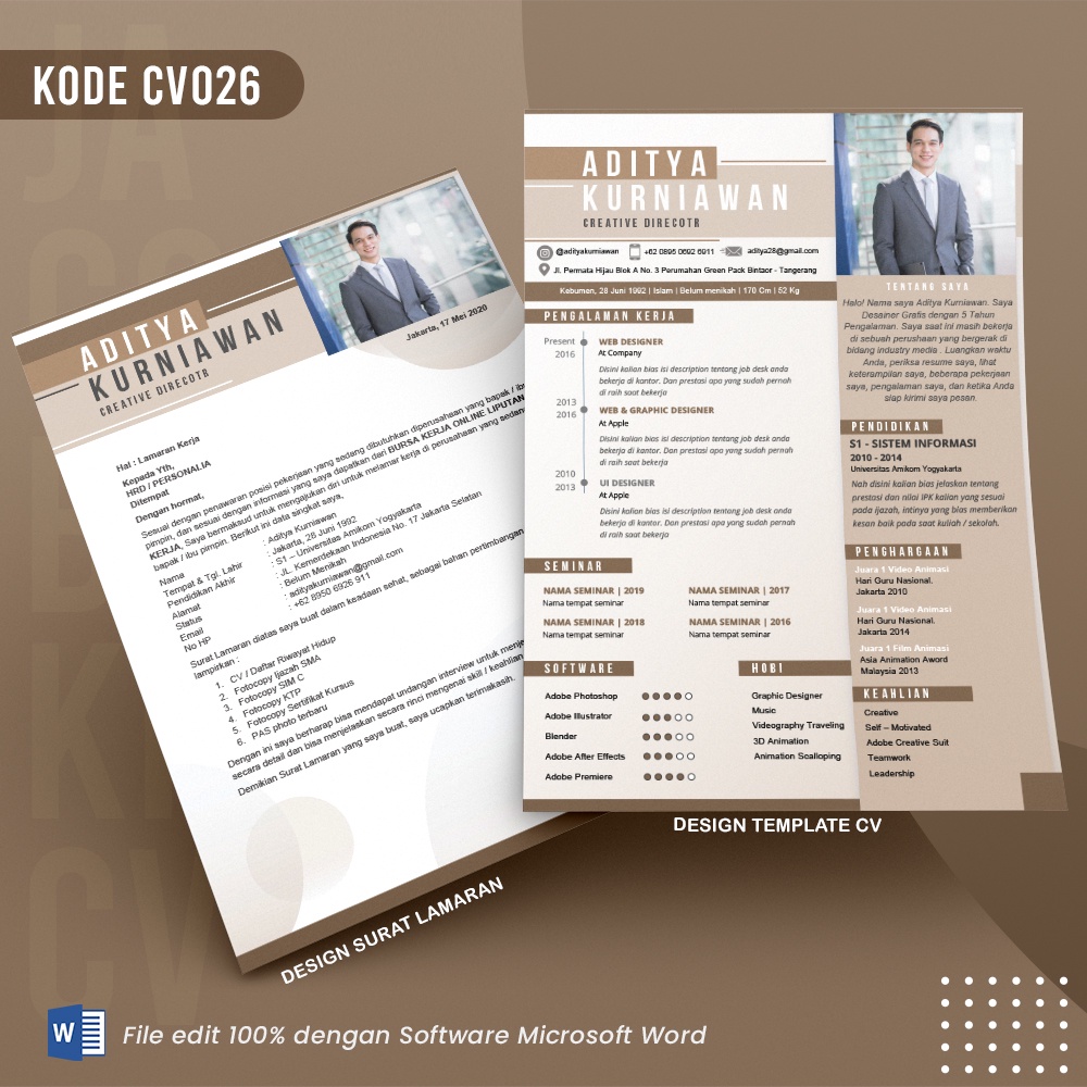 (CV 026) Template CV & Surat Lamaran File Microsoft Word