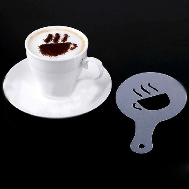 Serbagrosirmurah 16 set cetakan kopi Kue coffee printing cappuccino latte mold Bento