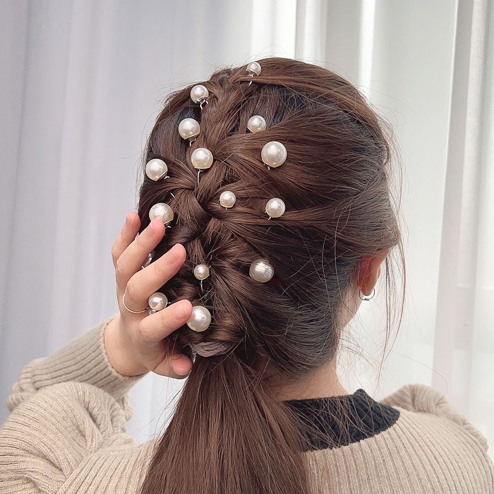 18pcs/set Jepit Rambut Pesta Elegan Bridal Hair Clip Aksesoris Perhiasan Pernikahan U-shaped Hiasan Rambut Hias